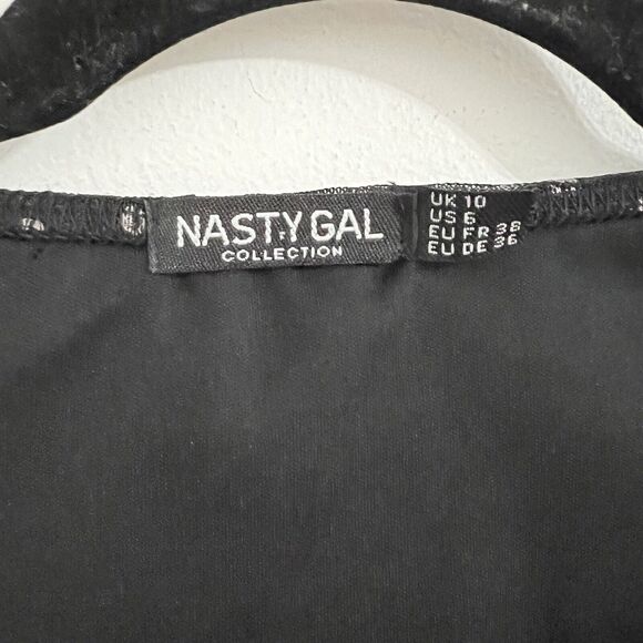 Nasty Gal Polka Dot Mini Dress Size US 6 / UK 10 Mesh Sleeve Ruched Romantic - Picture 4 of 8